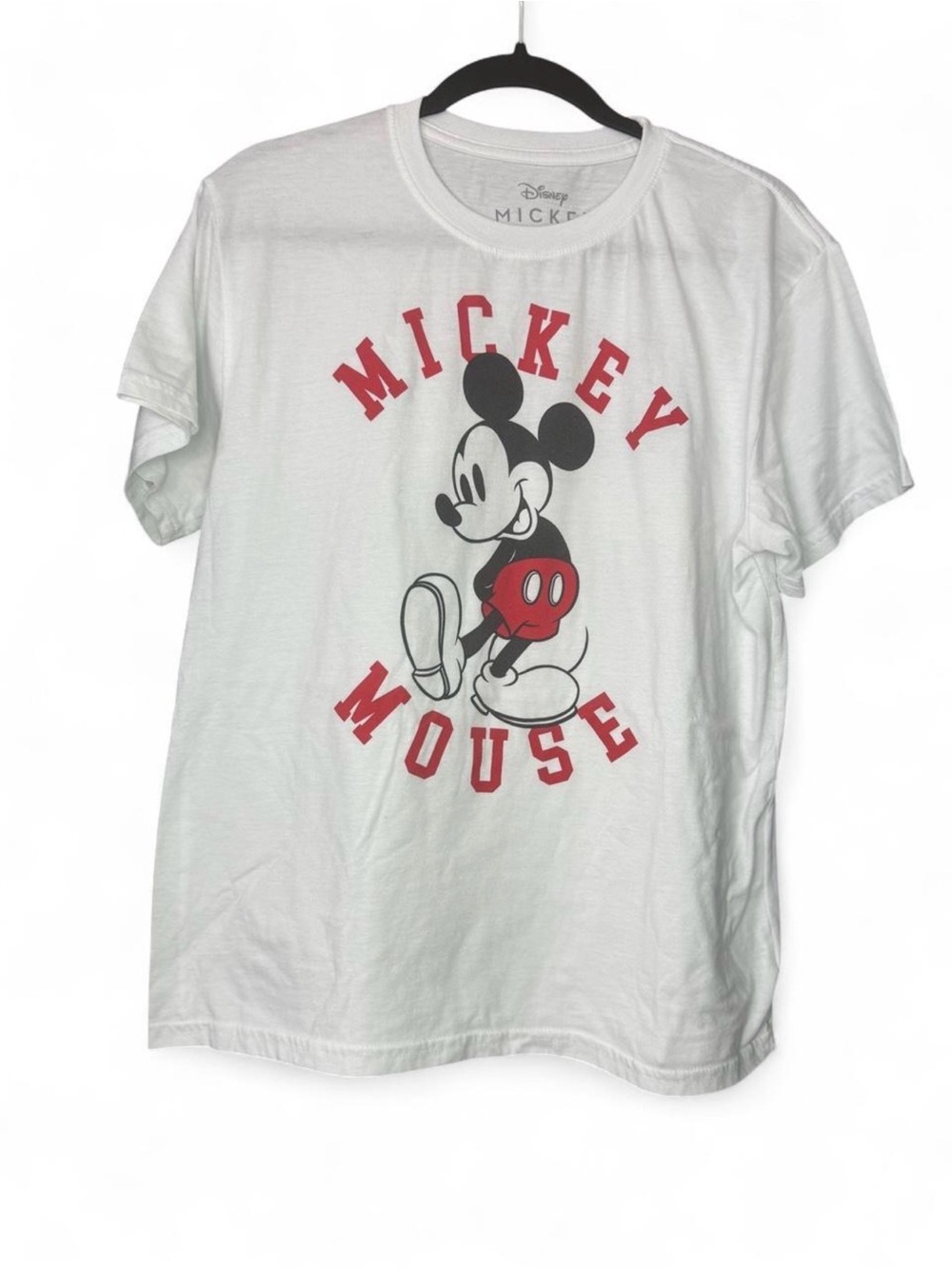 Disney White Mickey Mouse Graphic Tee with Red Accents